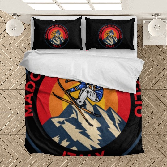 Vintage Skiing Madonna Di Campiglio Italy Sunset Bedding Sets