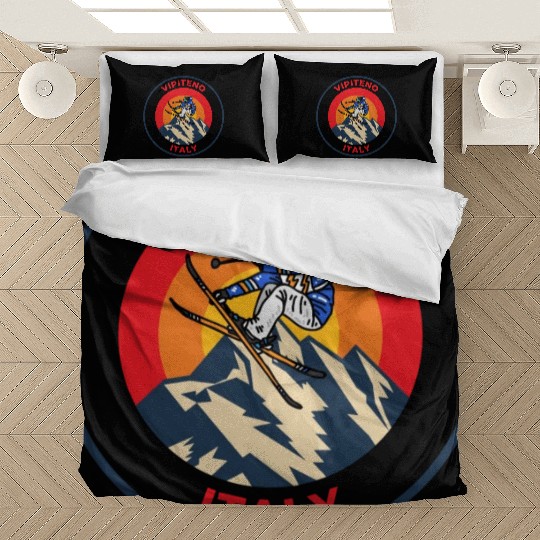 Vintage Cool Skiing in Vipiteno Italy Sunset Bedding Sets