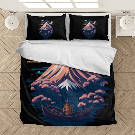 Serene Mount Fuji Sunset Peaceful River Scenery Bedding Sets