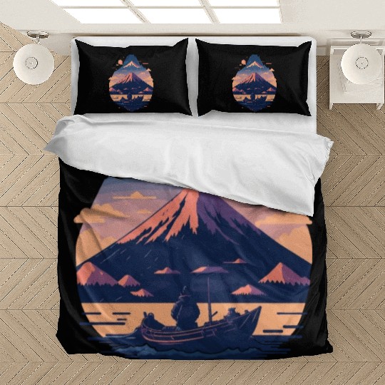 Serene Mount Fuji Sunset Peaceful River Scenery Bedding Sets