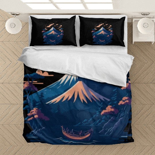 Serene Mount Fuji Sunset Peaceful River Scenery Bedding Sets