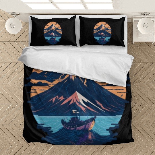 Serene Mount Fuji Sunset Peaceful River Scenery Bedding Sets