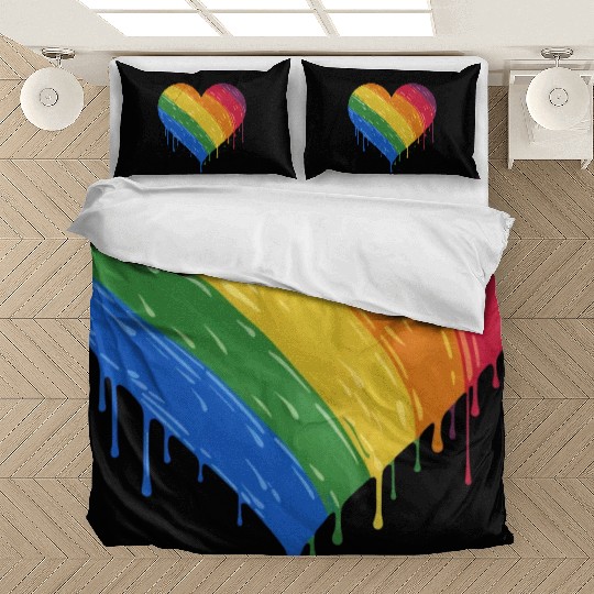LGBTQ+ Love: Rainbow Heart for Lesbian, Gay, Bedding Sets