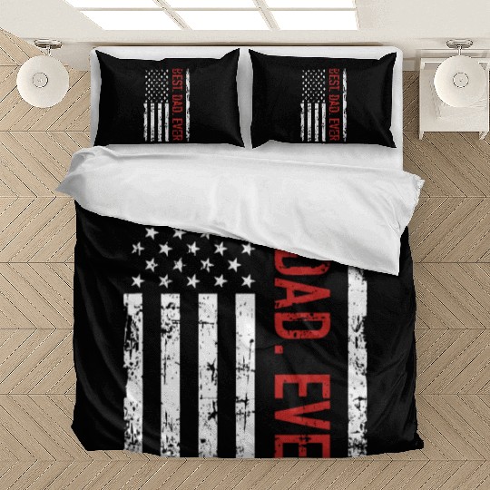 Best dad ever US american flag gift for father's d Bedding Sets