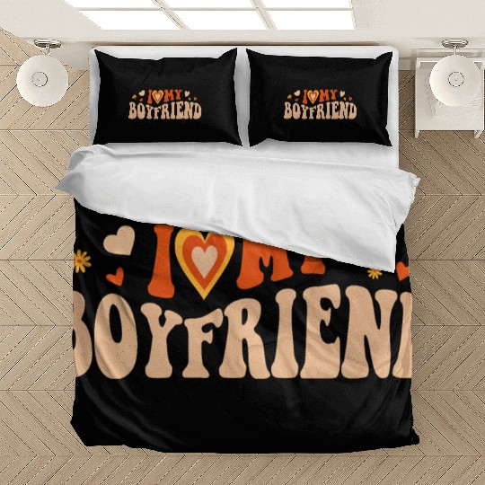 I Love My Boyfriend Groovy Red Heart My Boyfriend Bedding Sets