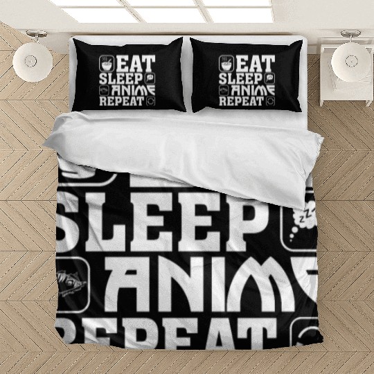Eat Sleep Anime Repeat Kawaii Otaku Manga Japan Fa Bedding Sets