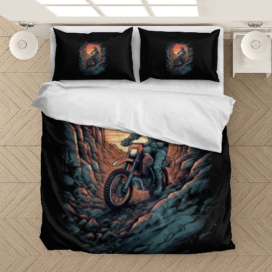 Dirt Bike Rocky Terrain Offroad Biker Motocross Bedding Sets