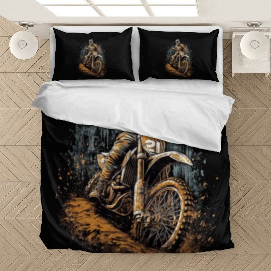 Dirt Bike Biker Stuck in Mud Offroad Rider Bedding Sets