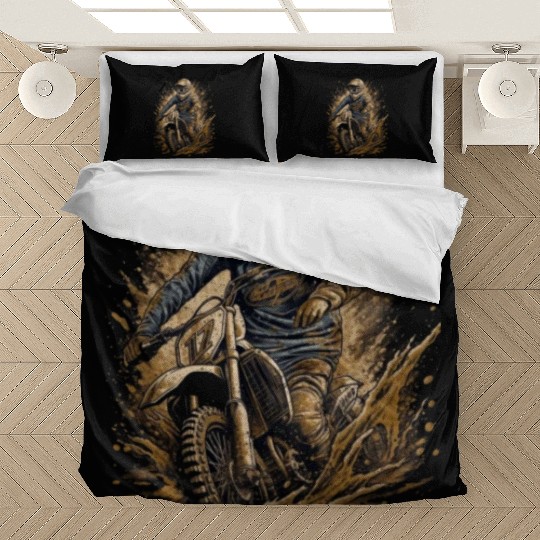 Dirt Bike Biker Stuck in Mud Offroad Rider Bedding Sets