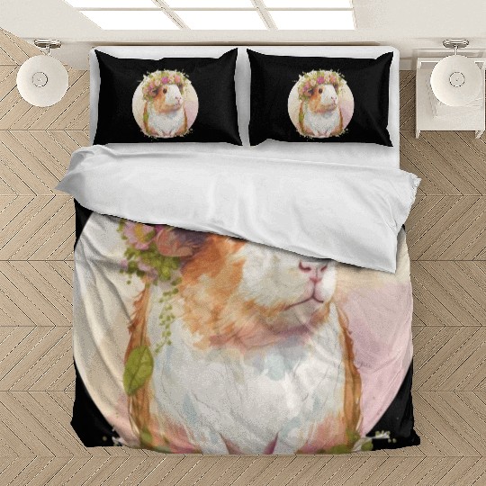 Cute Guinea Pig Flower Crown Floral Pet Rodent Lov Bedding Sets
