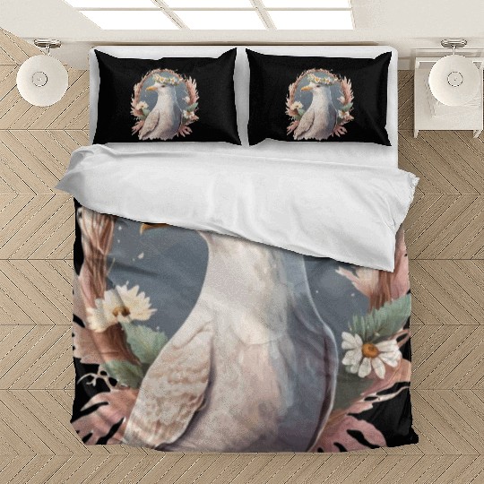 Seagull Bird Flower Crown Floral Seabirds Bedding Sets