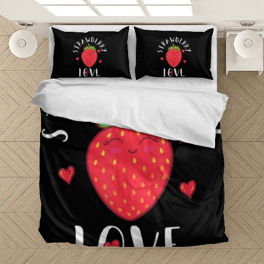 Strawberry Love Lover Fruit Smiling Farmer Greengr Bedding Sets