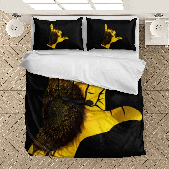 Shaka Hand On Yellow Sunflower Plant Bedding Sets