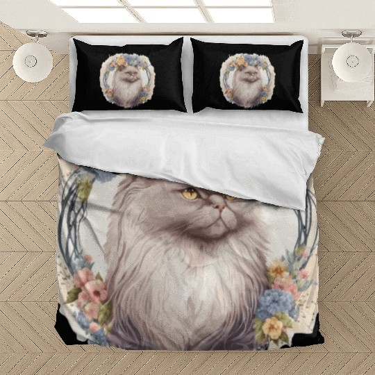 Cute Persian Cat Flower Crown Cats Pet Kitten Bedding Sets