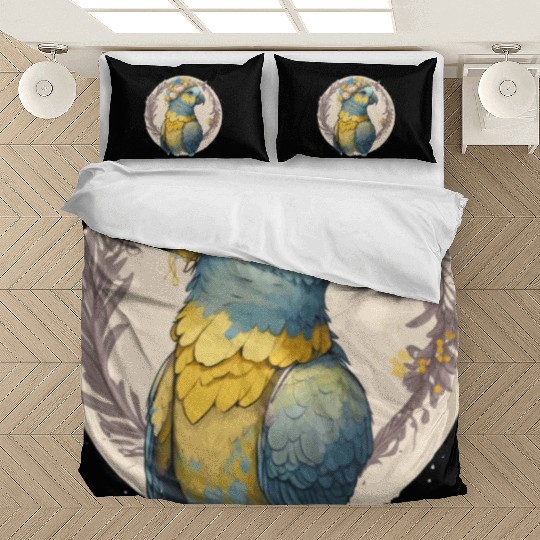 Yellow Blue Ara Macaw Flower Crown Parrot Parakeet Bedding Sets