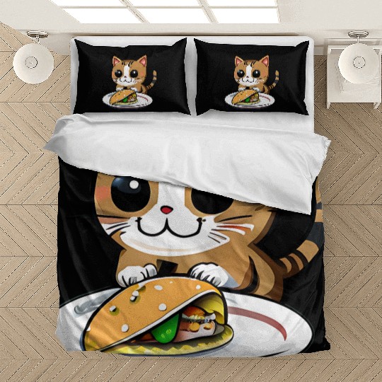 Cute Cat and Taco: A Playful Combination for Your Bedding Sets