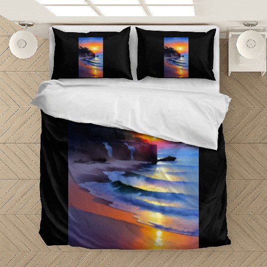 A sunrise with a seaside view Bedding Sets