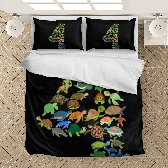 4th Birthday Sea Turtle Tortoise Theme 4 Year Old Bedding Sets