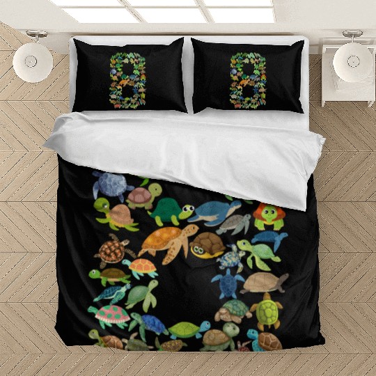 8th Birthday Sea Turtle Tortoise Theme 8 Year Old Bedding Sets
