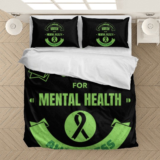 Green Ribbon Bedding Sets I Wear Green For Mental Health