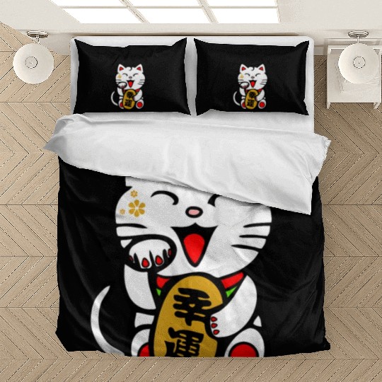 Lucky Cat Maneki-Neko Japanese Luck Feng Shui Bedding Sets