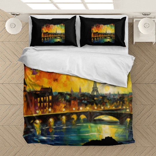 Starry Night over Paris Van Gogh Eiffel Tower Bedding Sets