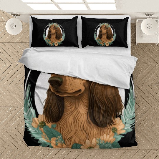 Cute Dachshund Flower Crown Pet Dog Breed Floral P Bedding Sets