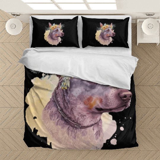 Cute Australian Cattle Dog Flower Crown Pet Dog Fl Bedding Sets