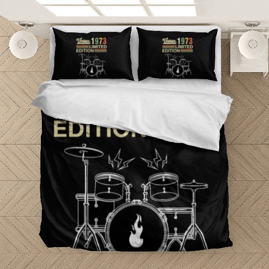 Vintage 1973 Drums 50th Birthday Drummer Bedding Sets