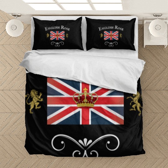 English Rose Union Jack Flag England British Brita Bedding Sets