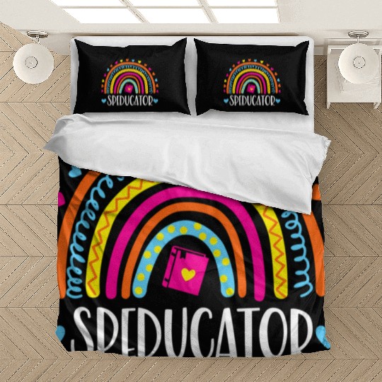 Speducator Rainbow Heart Special Education Teacher Bedding Sets