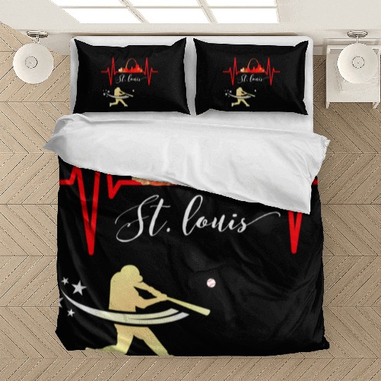 Saint Louis Red Cardinal Dress Heartbeat Baseball Bedding Sets