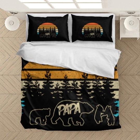 Papa Bear With Three Bear Cubs Bedding Sets