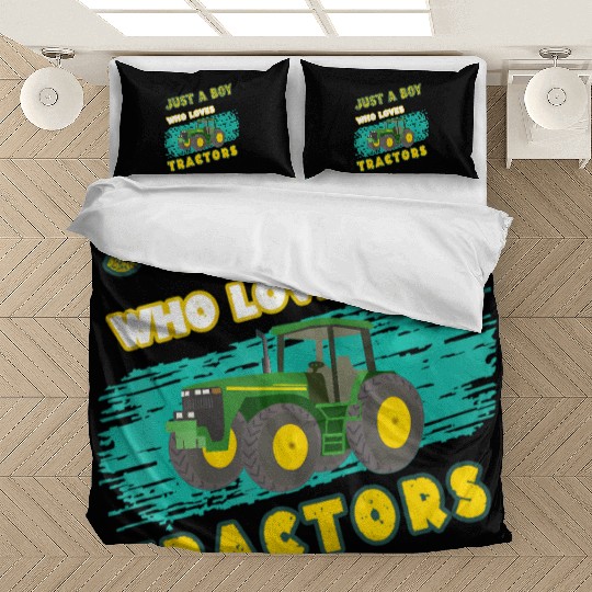 just a boy who loves tractors farm boys Bedding Sets