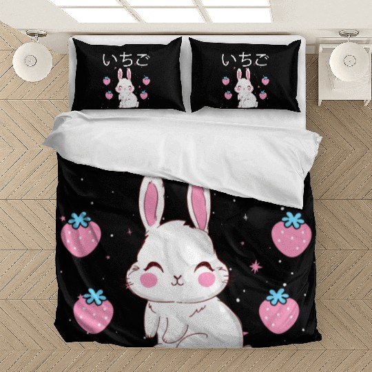 Strawberry Milk Bunny Aesthetic Vaporwave Anime Bedding Sets