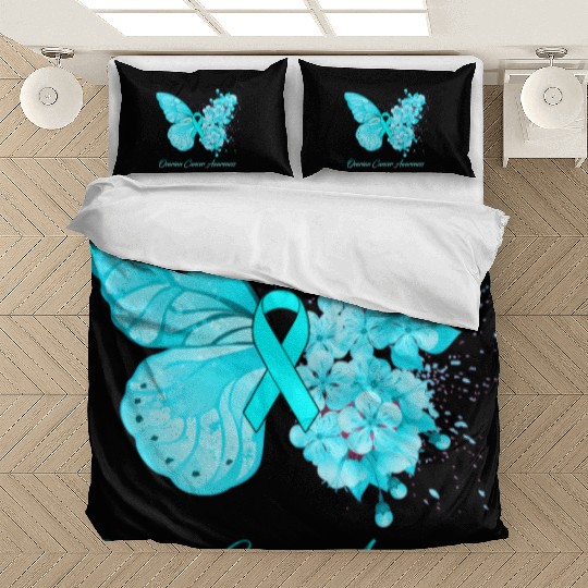 Ovarian Cancer Awareness Ribbon Teal Ovarian Cance Bedding Sets