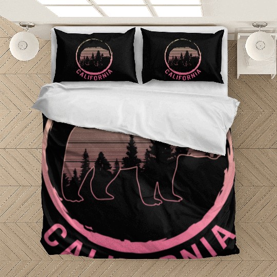 California State Bear Camping Nature Hiking Trip Bedding Sets