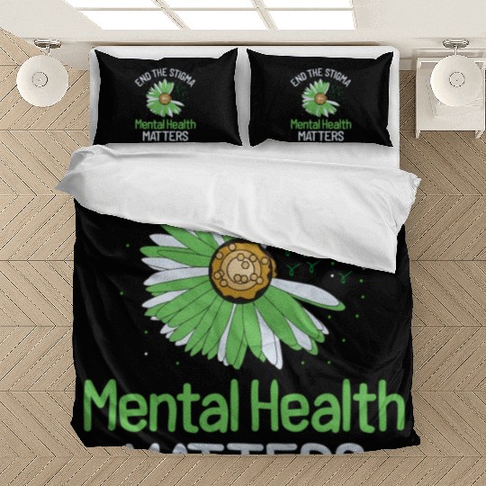 End The Stigma Wear Green Mental Health Awareness Bedding Sets