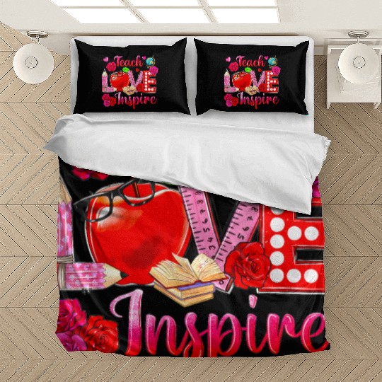 Teacher Love Inspire Floral Pencil Back To School Bedding Sets