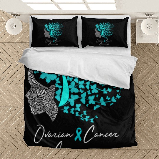 Ovarian Cancer Awareness Teal Butterflies Bedding Sets