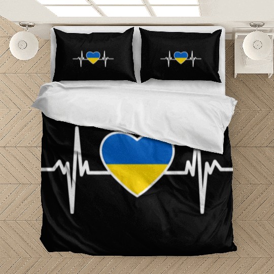 Ukraine Ukraine Flag Heart Beat Ukraine Bedding Sets