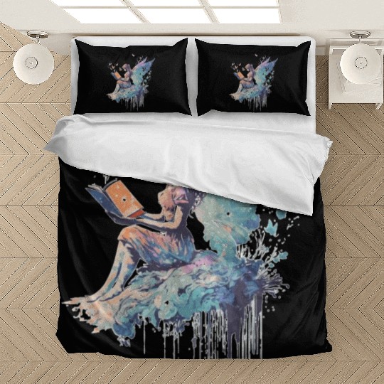 Cottagecore Fairy Reading Book Pastel Goth Waterco Bedding Sets