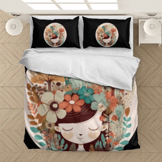 Cottagecore Girl Flower Forest Mental Health Aware Bedding Sets