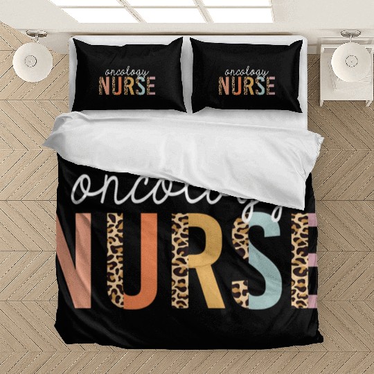 Oncology Nurse Leopard Print Nursing School Bedding Sets