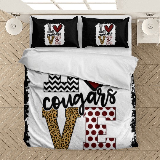 Cougars Mascot Love School Spirit Fantastic Bedding Sets