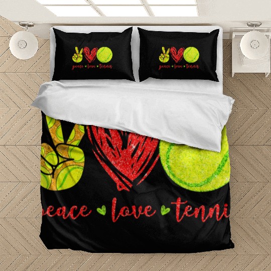 Peace Love Tennis Cute Tennis Lovers Bedding Sets