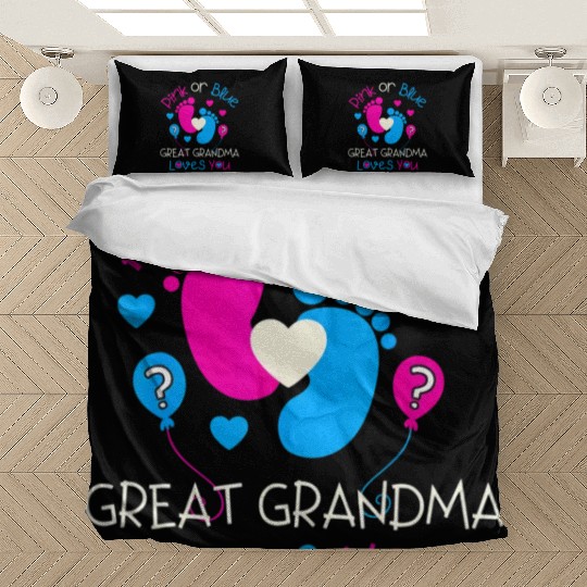 Pink Or Blue Great Grandma Loves You Gender Reveal Bedding Sets