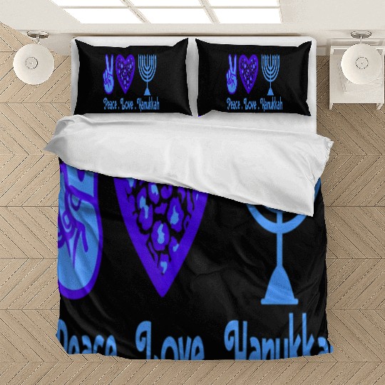 Peace Love Hanukkah 2021 Jewish Menorah Hanukkah C Bedding Sets