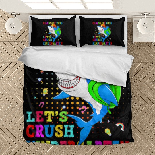 Let's Crush Kindergarten Shark Back To School Clas Bedding Sets