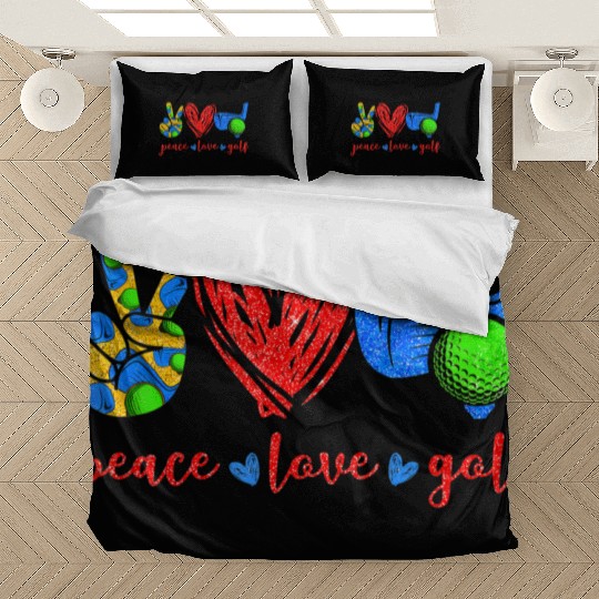 Peace Love Golf Cute Golf Lovers Bedding Sets